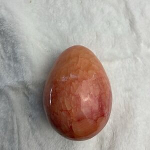 Polished Pink Alabaster Stone Easter Egg Figurine Paperweight‎ Spring Easter Egg